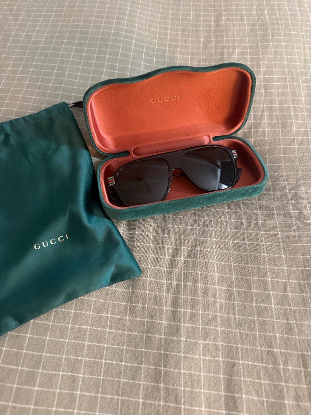 Gucci Havana Square Polarized Men’s Sunglasses
